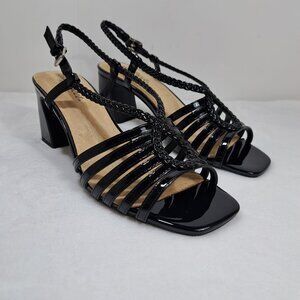 New Easy Street Women's Topaz Sandal, Black Patent, Size 9.5‎ Block Heel